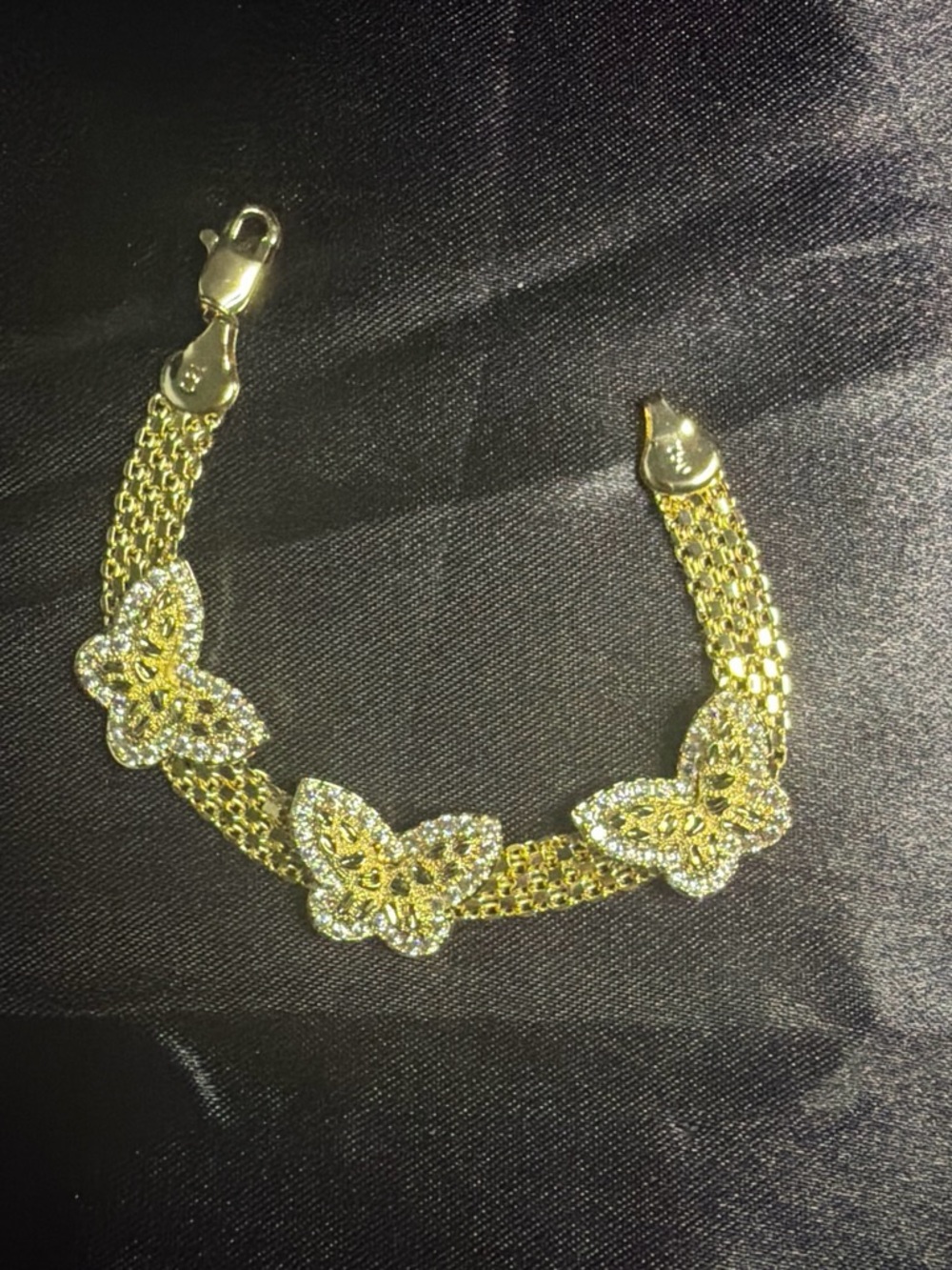 Gold Butterfly Chain Bracelet with Crystal Accents - Women Jewelry
